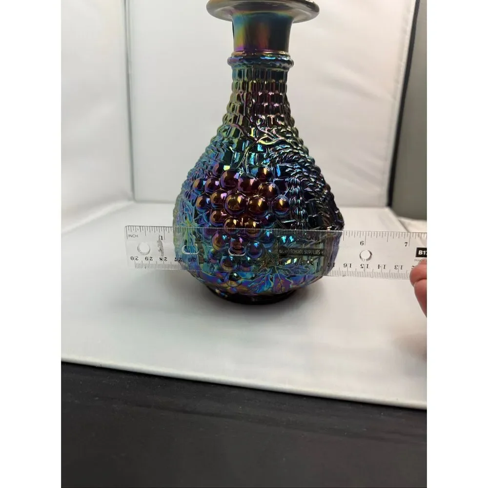 Fenton Amethyst Golden Harvest Carnival Glass Decanter w/Stopper and Box